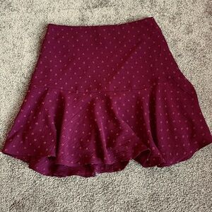 Alter’d State Burgundy Clip Dot Flowy Flouse Mini Skirt Size‎ Medium